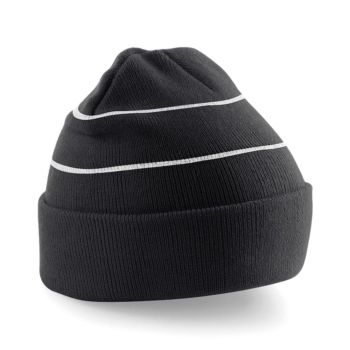 Reflective Striped Beanie (Embroidered)