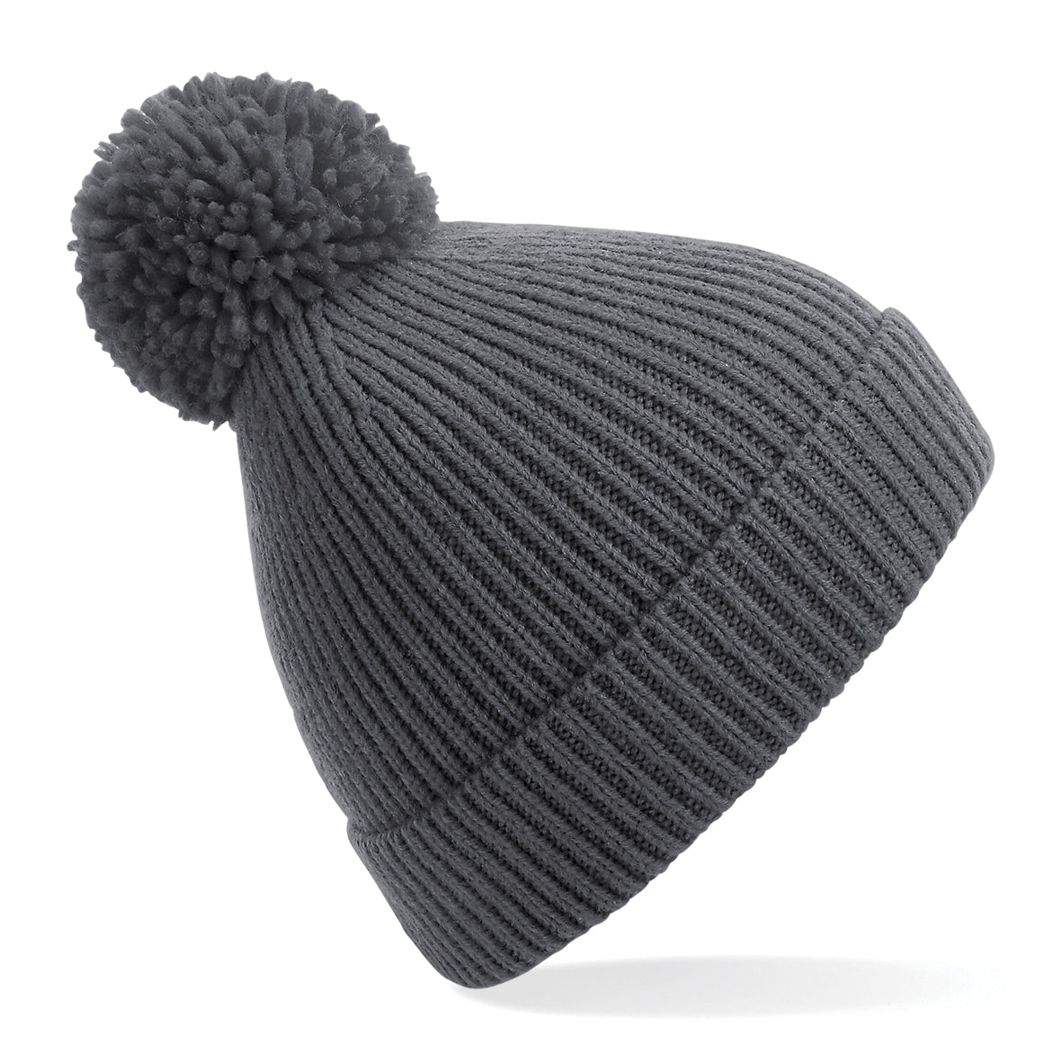 Engineered Ribbed Pom Pom Beanie (Embroidered)
