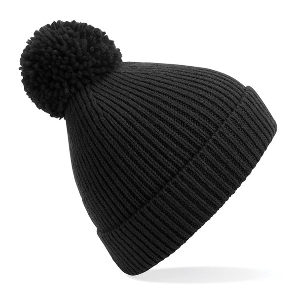 Engineered Ribbed Pom Pom Beanie (Embroidered)