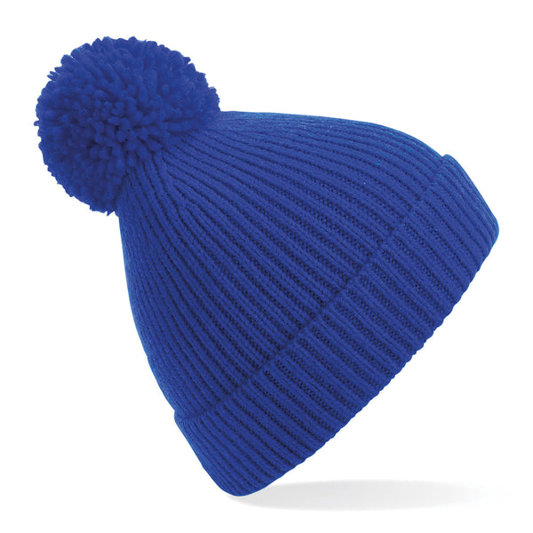 Engineered Ribbed Pom Pom Beanie (Embroidered)
