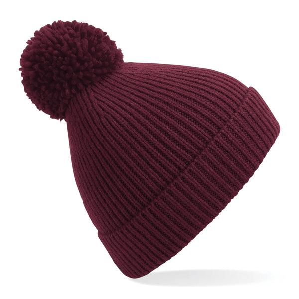 Engineered Ribbed Pom Pom Beanie (Embroidered)