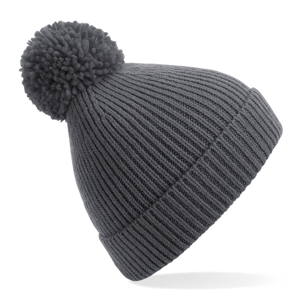 Engineered Ribbed Pom Pom Beanie (Embroidered)