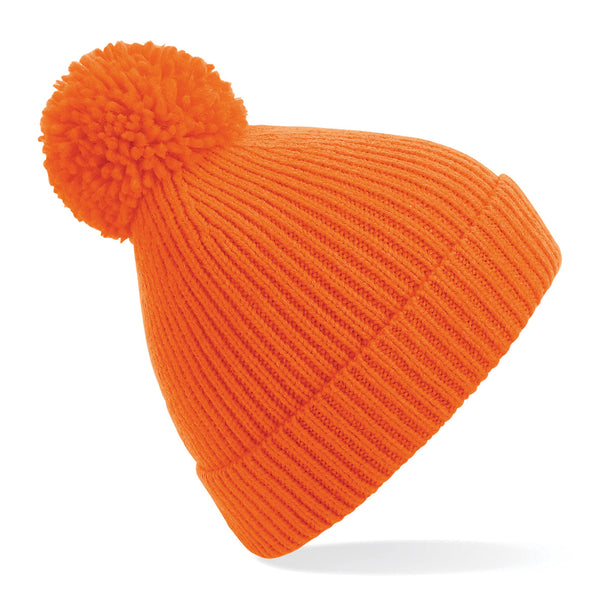 Engineered Ribbed Pom Pom Beanie (Embroidered)