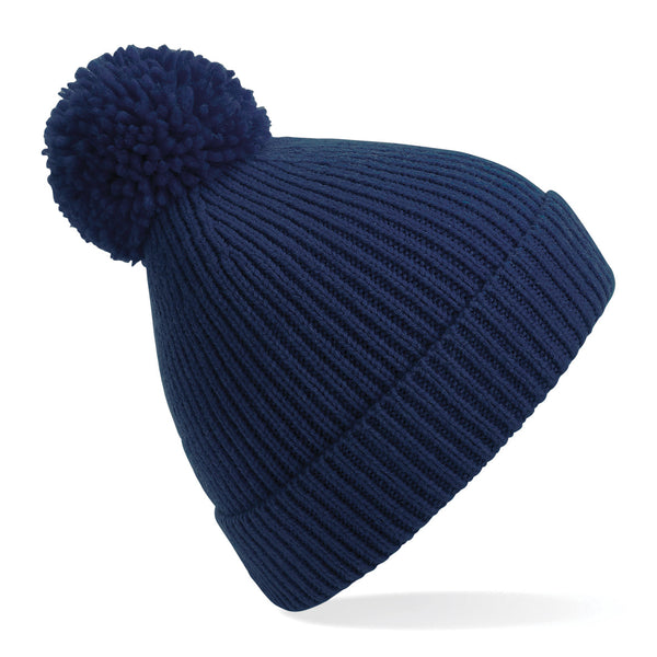 Engineered Ribbed Pom Pom Beanie (Embroidered)