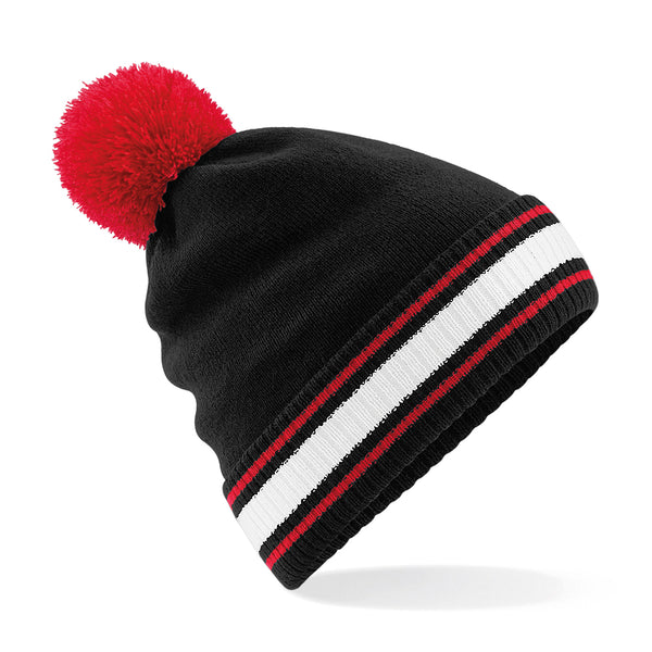 Pom Pom Stripe Teamwear Beanie (Embroidered)