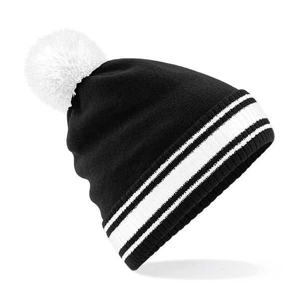Pom Pom Stripe Teamwear Beanie (Embroidered)