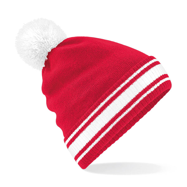 Pom Pom Stripe Teamwear Beanie (Embroidered)