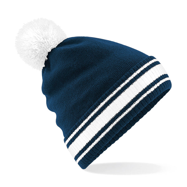 Pom Pom Stripe Teamwear Beanie (Embroidered)