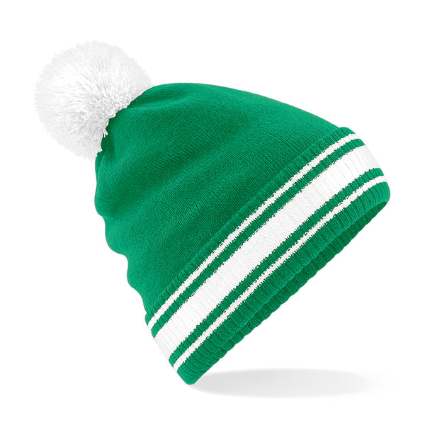 Pom Pom Stripe Teamwear Beanie (Embroidered)