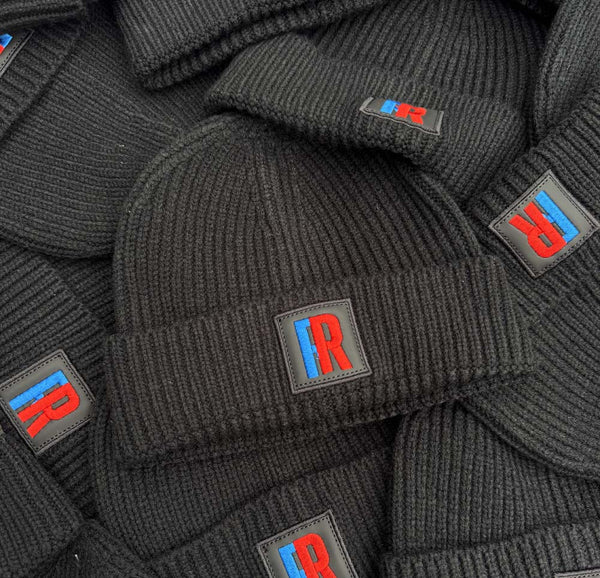 10x Rubber Patch Engineered knit ribbed beanie