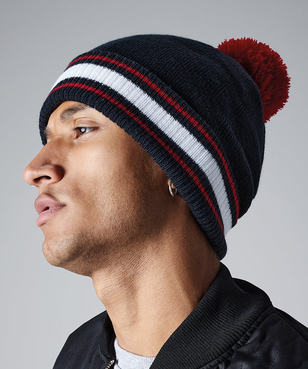 Pom Pom Stripe Teamwear Beanie (Embroidered)